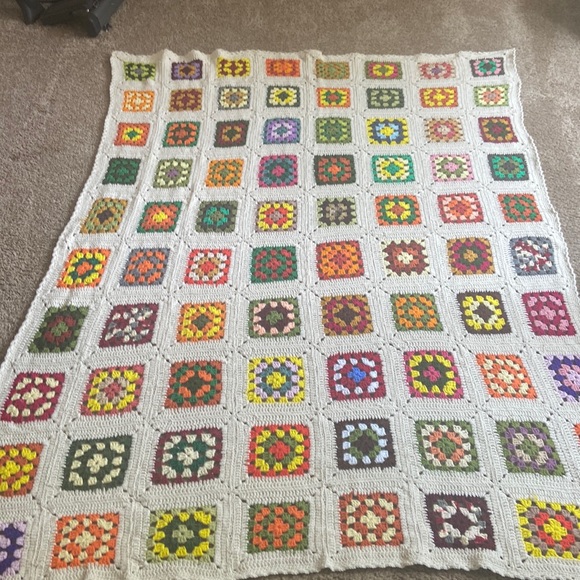Granny Square Grandmas Afghan Throw Blanket 62” x 82”